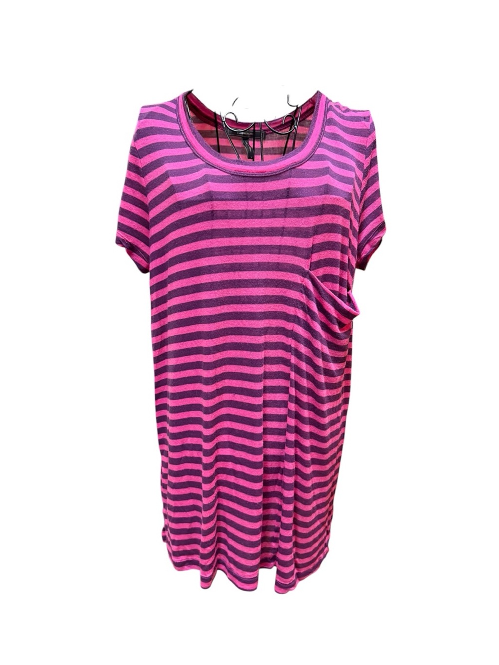 BCBGMaxAzria Pink Purple Striped Short Sleeve Pocketed Tee Casual
